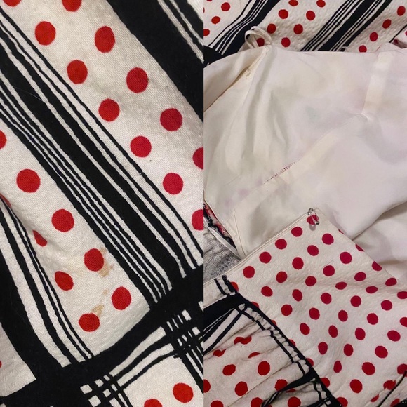 1960s/1970s Giant Collar/Bow Polkadot Red White and Blue Clown Vibes Maxi Dress - Picture 4 of 4